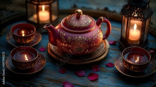 Elegant Tea Setting with Romantic Ambiance
