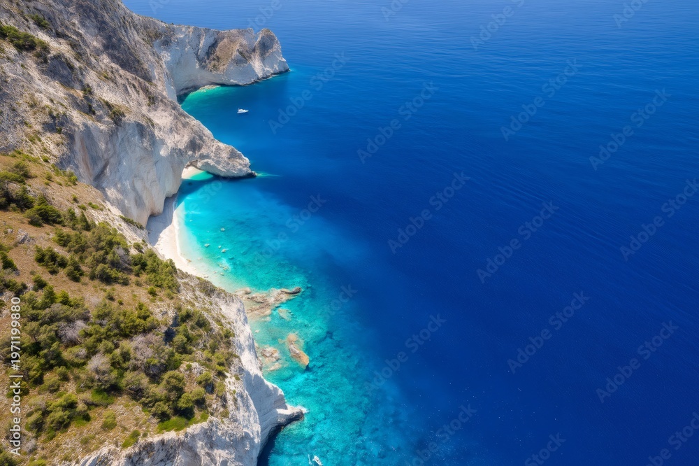 Obraz premium Zakynthos Navagio beach Ionian Sea turquoise waters cliffs