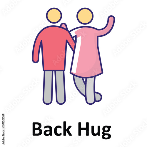 Back Hug Vector icon which can easily modify or edit