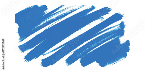 Obraz na płótnie A vibrant blue paintbrush stroke texture isolated on a plain white background fo