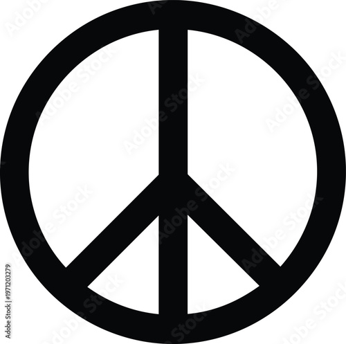Peace symbol illustration set, anti-war emblem artwork design, unity vector motif, bold graphic icon, black white cultural symbol