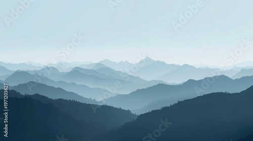 Soft Foggy Mountain Layers Scenic Background