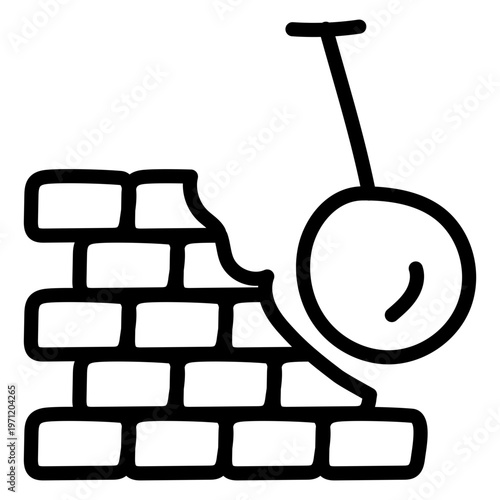 An icon design of wrecking ball with building, demolition vector 