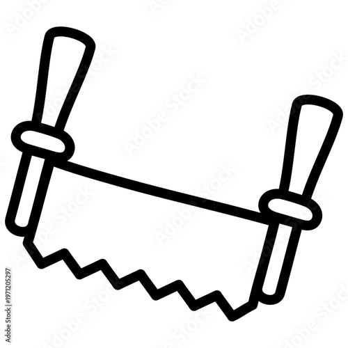 A woodcutting tool icon, vector design of double handsaw 