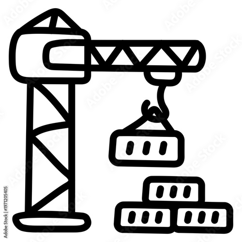 Unique design icon of tower crane 