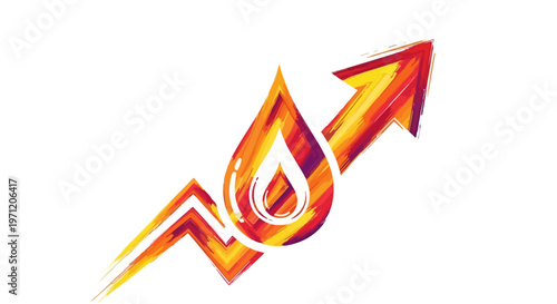 Rising Energy Prices: Oil Drop Icon with Upward Arrow Graph