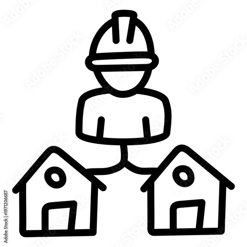 Avatar wearing hard hat, icon of labour 