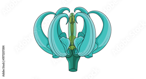 Stylized Turquoise Jade Vine Flower Illustration