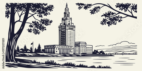 Oakland a classic East Bay vector silhouette. Gritty yet refined vector art.




