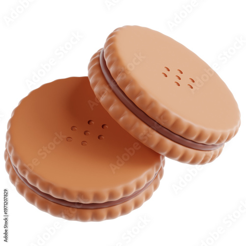 Delicious Chocolate Cream Sandwich Cookies, a 3D Rendered Sweet Treat