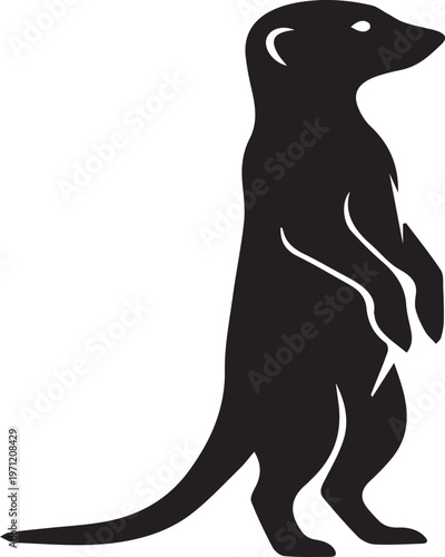 Standing Meerkat Silhouette Alert Animal Vector