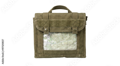 Olive drab military canvas map case with window