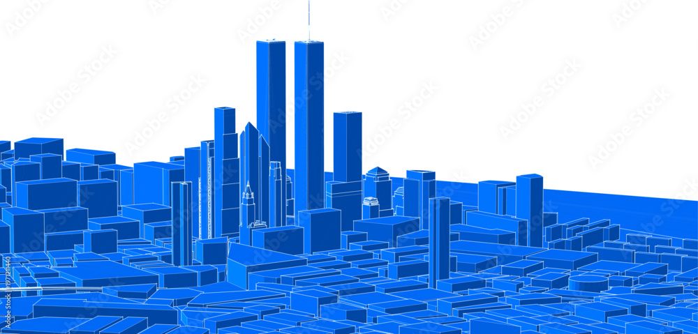 Fototapeta premium modern city architectural landscape sketch 3d illustration 