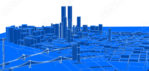 modern city architectural landscape sketch 3d illustration	
