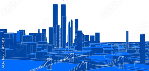 modern city architectural landscape sketch 3d illustration	
