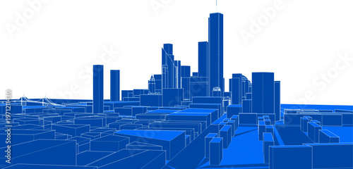 modern city architectural landscape sketch 3d illustration	
