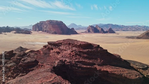 Wallpaper Mural Drone over rock revealing big maountains in wadi rum desert in jordan Torontodigital.ca