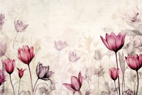 Tulip flowers border backgrounds blossom pattern.
