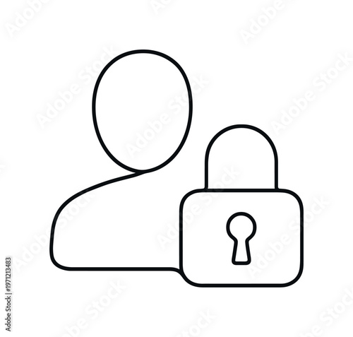 Secure identity verification and safe access in a modern digital ecosystem with increasing connectivity, a minimal line shaping a user profile that