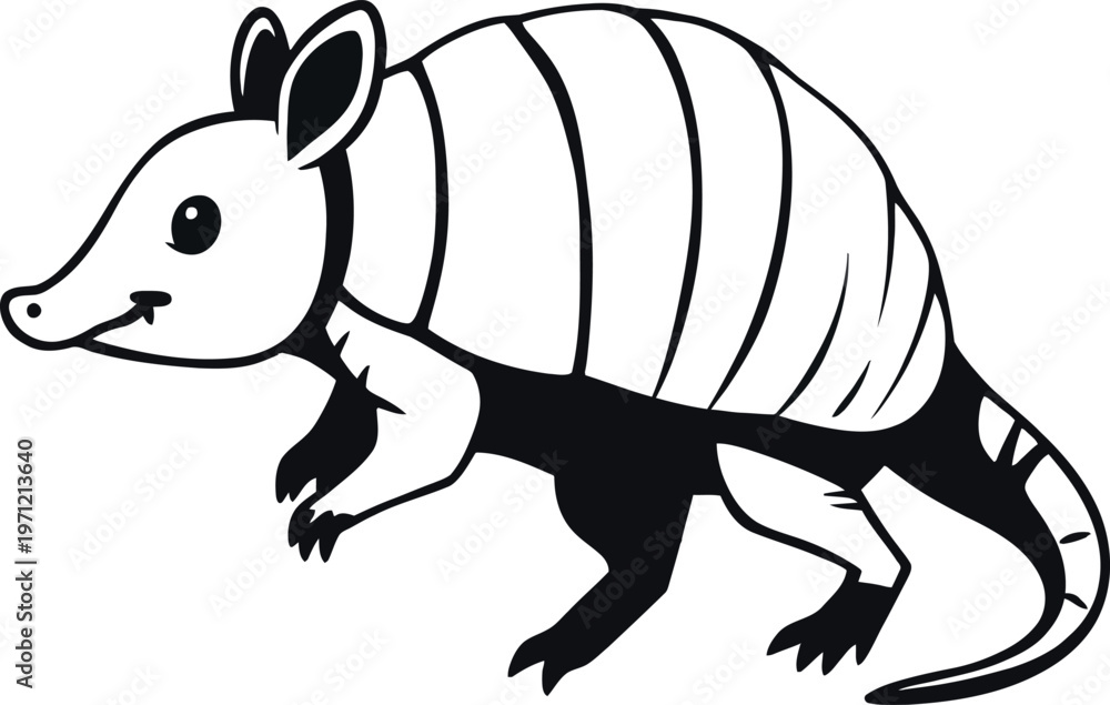 Fototapeta premium Cute cartoon a illustrator silhouette Armadillo