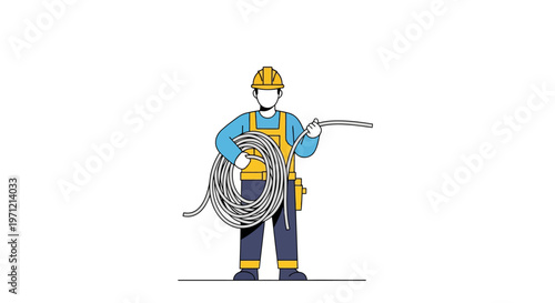 Electrician Holding Cable Roll for Electrical Work