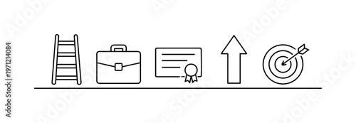 Career development and professional skill growth for advancing in a competitive job market and achieving long-term success, ladder, briefcase