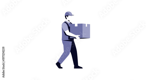 Professional delivery service worker carrying a package, an essential symbol of efficient shipping operations and dedicated courier support for modern logistics