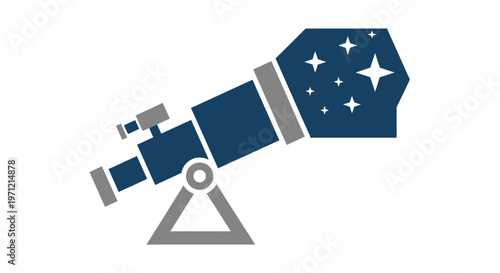 Abstract illustration of a telescope with stars inside, design for astronomical concept