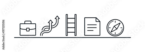 Career switching and professional transition planning for moving into new roles and adapting to changing job markets, arrow path, briefcase, ladder