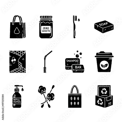 Zero Waste Daily Life Objects vector illustration with refined detail and versatile visual appeal, ideal for product pages, manuals, tutorials,