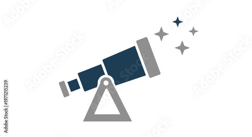 Illustration of a Telescope Pointing Towards Stars, Symbolizing Exploration and Discovery