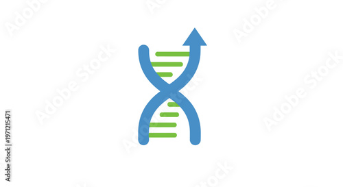 Illustration of a DNA Helix with an Arrow Symbolizing Advancement or Growth