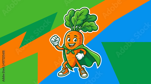 Carrot superhero mascot character.