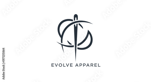 Minimalistic Evolve Apparel Logo Featuring a Needle and Thread Symbol Design