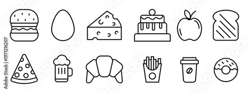 Food line icon set
