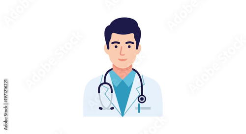 Doctor Wearing Stethoscope and Lab Coat - Medical Professional Illustration
