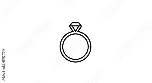Simple diamond engagement ring icon graphic representing elegance and commitment for proposals