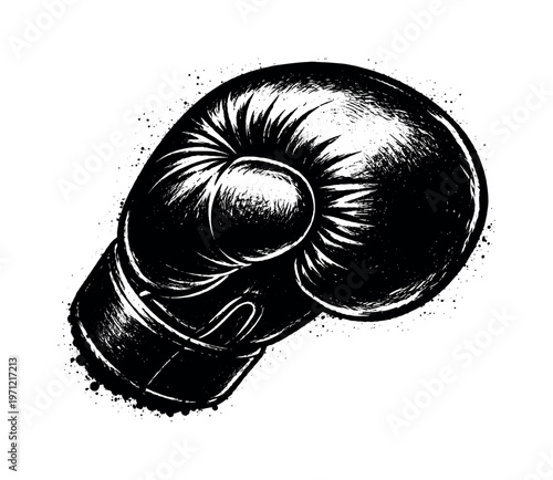 A clenched leather boxing glove shown in side profile, angled slightly upward so the rounded knuckle area dominates the composition, filling most of