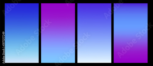 Color palette gradient set. Purple blue gradient. Set of purple gradients, blue gradient. Modern gradients isolated on dark backgroun
