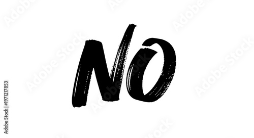Brushstroke 'NO' word in black on white background