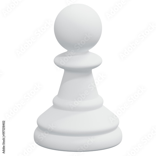 Canvastavla 3D White Chess Pawn Standing On Round Base