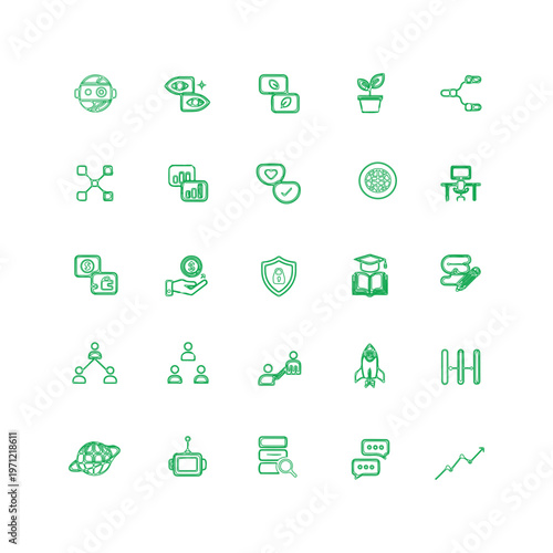 Startup Ecosystem Flat UI Icons Set of 25 Vibrant Modern Vector Icons for Business Apps