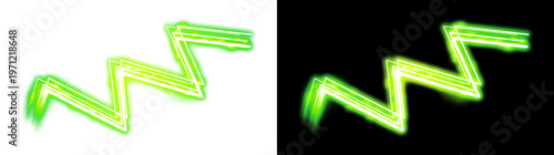 Dynamic Green Neon Light Wave with Transparent and Black Background