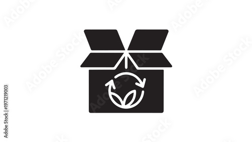 Recycling Box Icon with Open Lid for Sustainable Packaging and Eco Friendly Waste Management