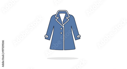 Minimalist Blue Overcoat Illustration Isolated on White Background for Fashion Concepts
