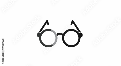 Minimalist representation of round spectacles with a gradient lens effect on a white backdrop