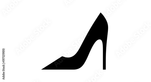 Silhouette of a stylish black high heel shoe isolated on white background