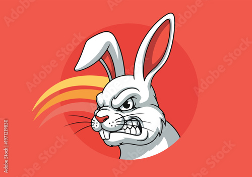 White rabbit mascot with red circle: Gaming logo - Gaming Mascot - esport mascot vector illustration  Logo, Mascot, E-Sport, vector mascot - Mascot Logo