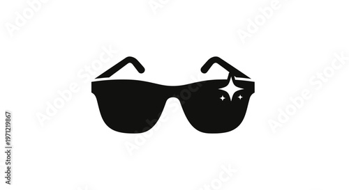 Stylish sunglasses silhouette with sparkling details on a white background, minimal design
