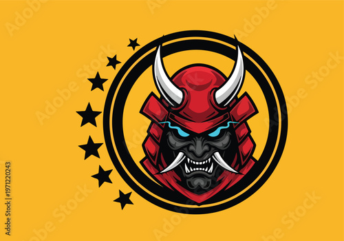 Samurai oni mask gaming logo design: Gaming logo - Gaming Mascot - esport mascot vector illustration  Logo, Mascot, E-Sport, vector mascot - Mascot Logo